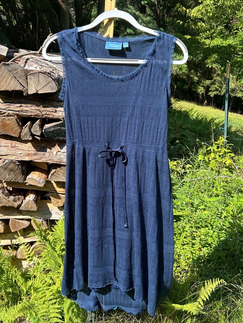 Simply Vera Vera Wang Navy Sleeveless Lace Overlay Tie-Waist Dress M